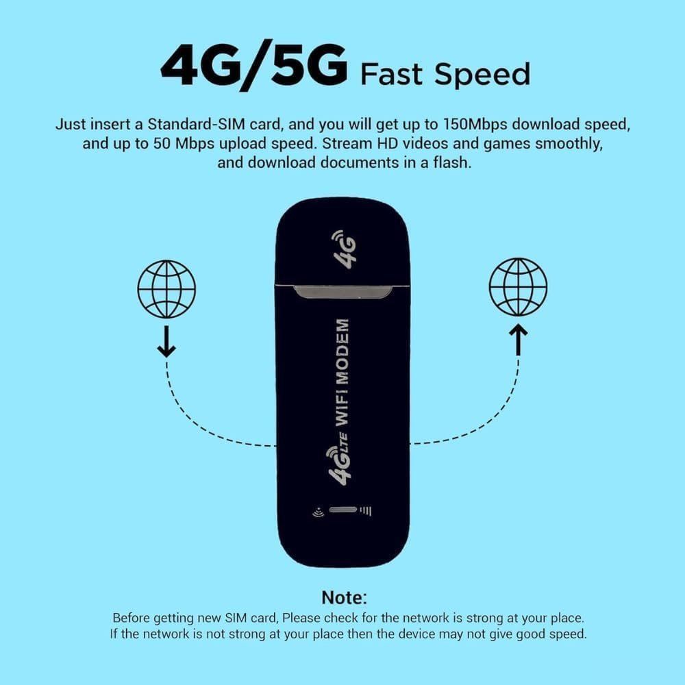 NPTCL 5G/4G LTE Wireless USB Dongle with All Sim Card Network Support High Speed Portable | Single Band Plug & Play Data Card Stick with Up-to 150Mbps WiFi Hotspot PC Laptop - Image 2