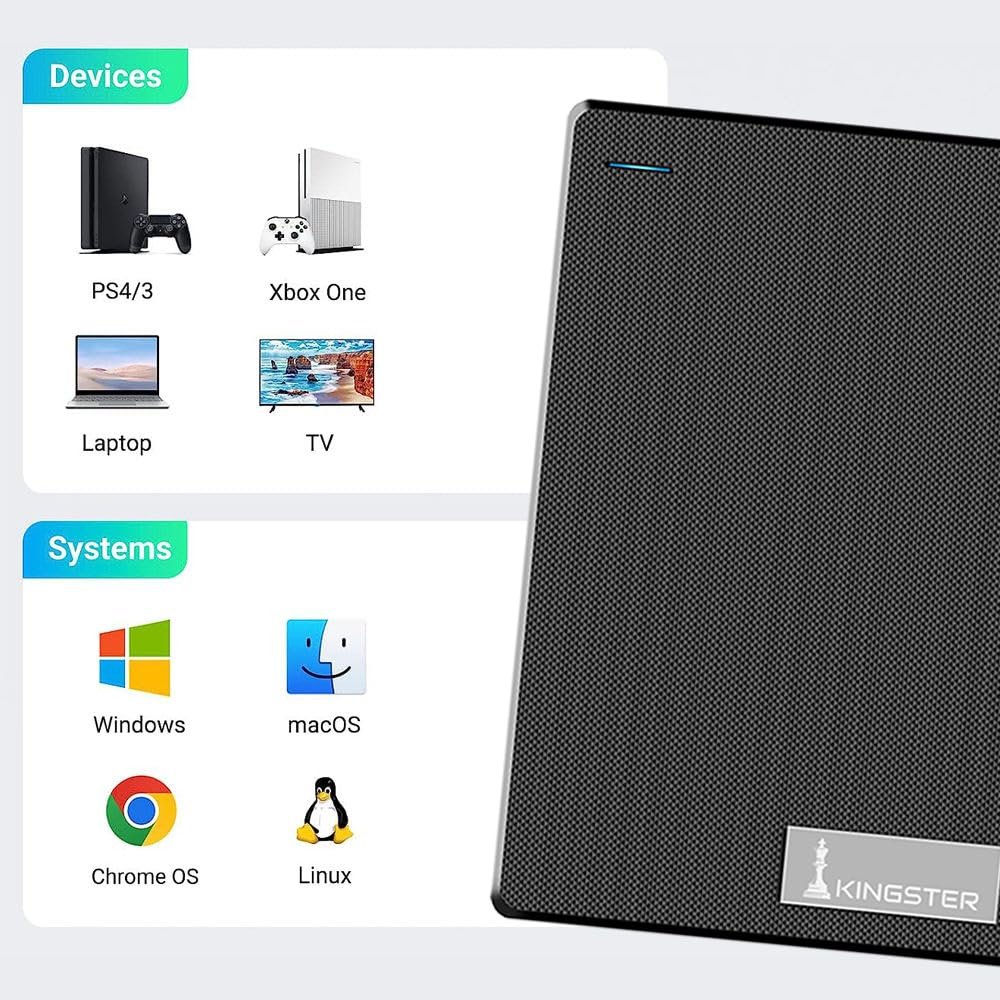 KINGSTER® 500GB Ultra Slim External Hard Drive | Portable HDD | USB 3.0 High-Speed 5Gbps | Plug & Play | Backup Drive for Laptop, PC, Mac | Lightweight & Durable – Black - Image 9