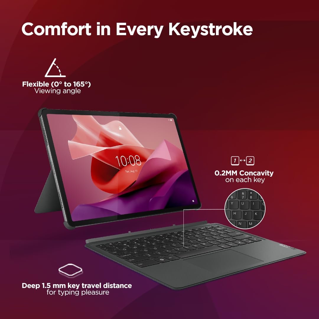 Lenovo Original Tab P12 Keyboard Detachable,3-Point Pogo-Pin Connectors Wireless Keyboard with Trackpad/Touchpad Tablet(Ultra-Thin,Productivity Enabling Hot Keys(Suitable for Tab P12,Zg38C05230)),Grey - Image 2