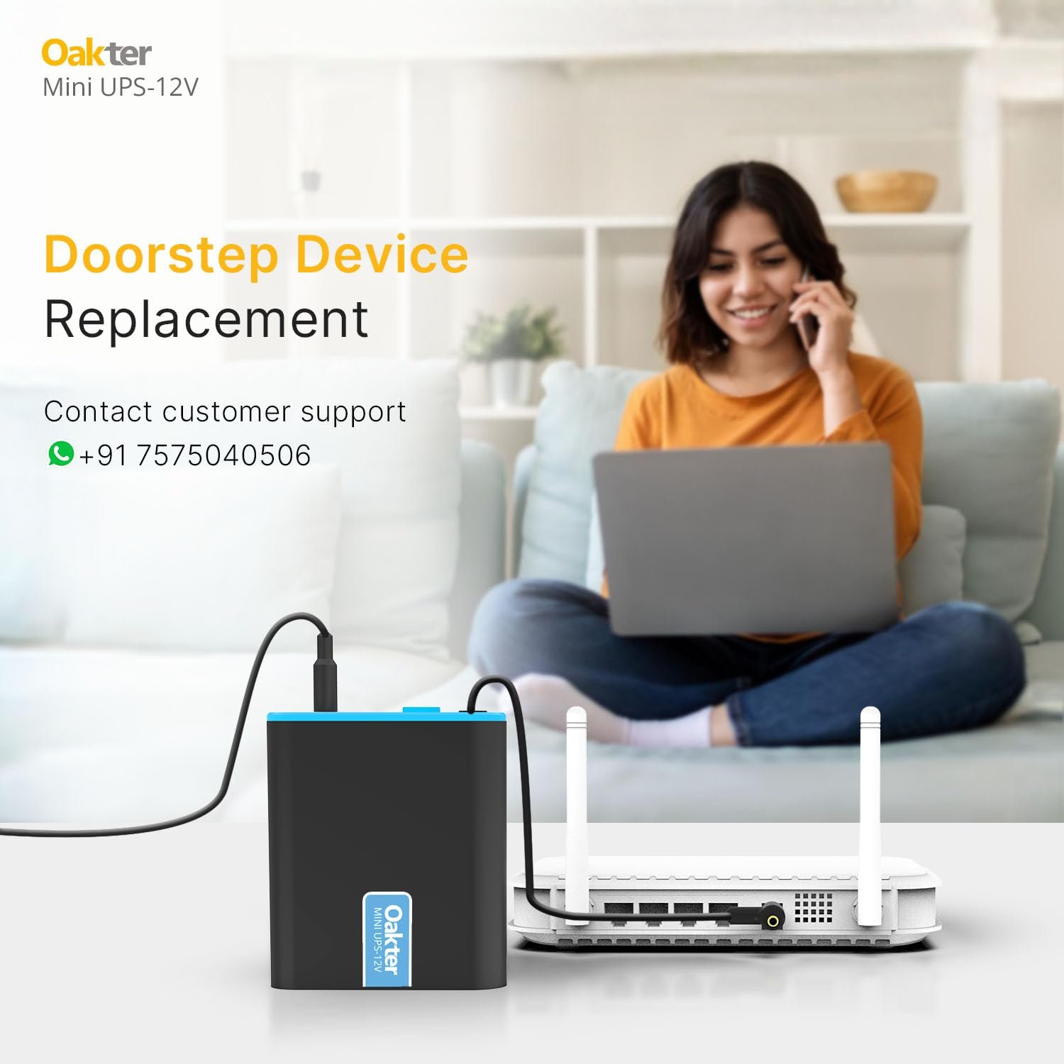 Oakter Mini UPS for 12V WiFi Router Broadband Modem | Backup Upto 4 Hours | WiFi UPS Power Backup During Power Cuts | UPS Broadband Modem | Current Surge & Deep Discharge Protection - Image 2