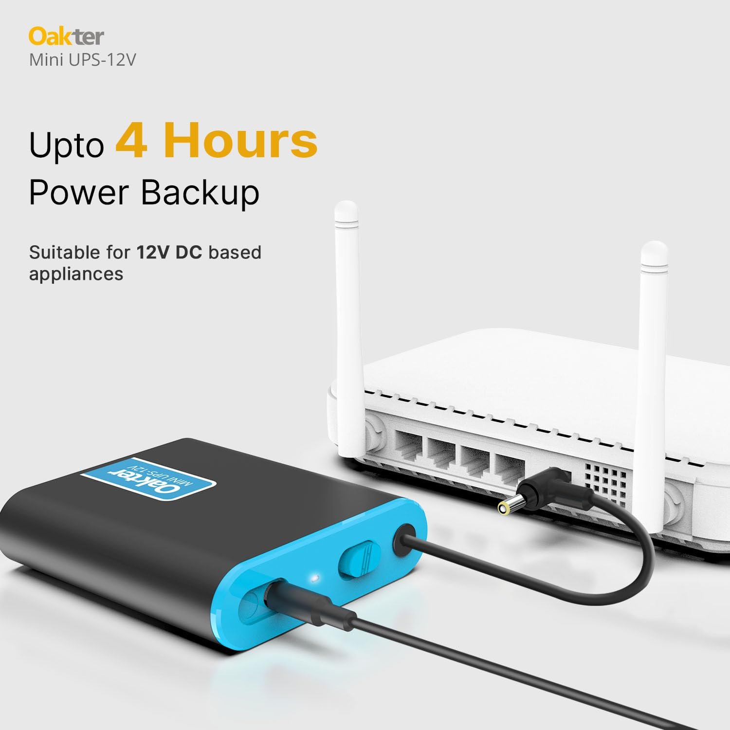 Oakter Mini UPS for 12V WiFi Router Broadband Modem | Backup Upto 4 Hours | WiFi UPS Power Backup During Power Cuts | UPS Broadband Modem | Current Surge & Deep Discharge Protection - Image 8