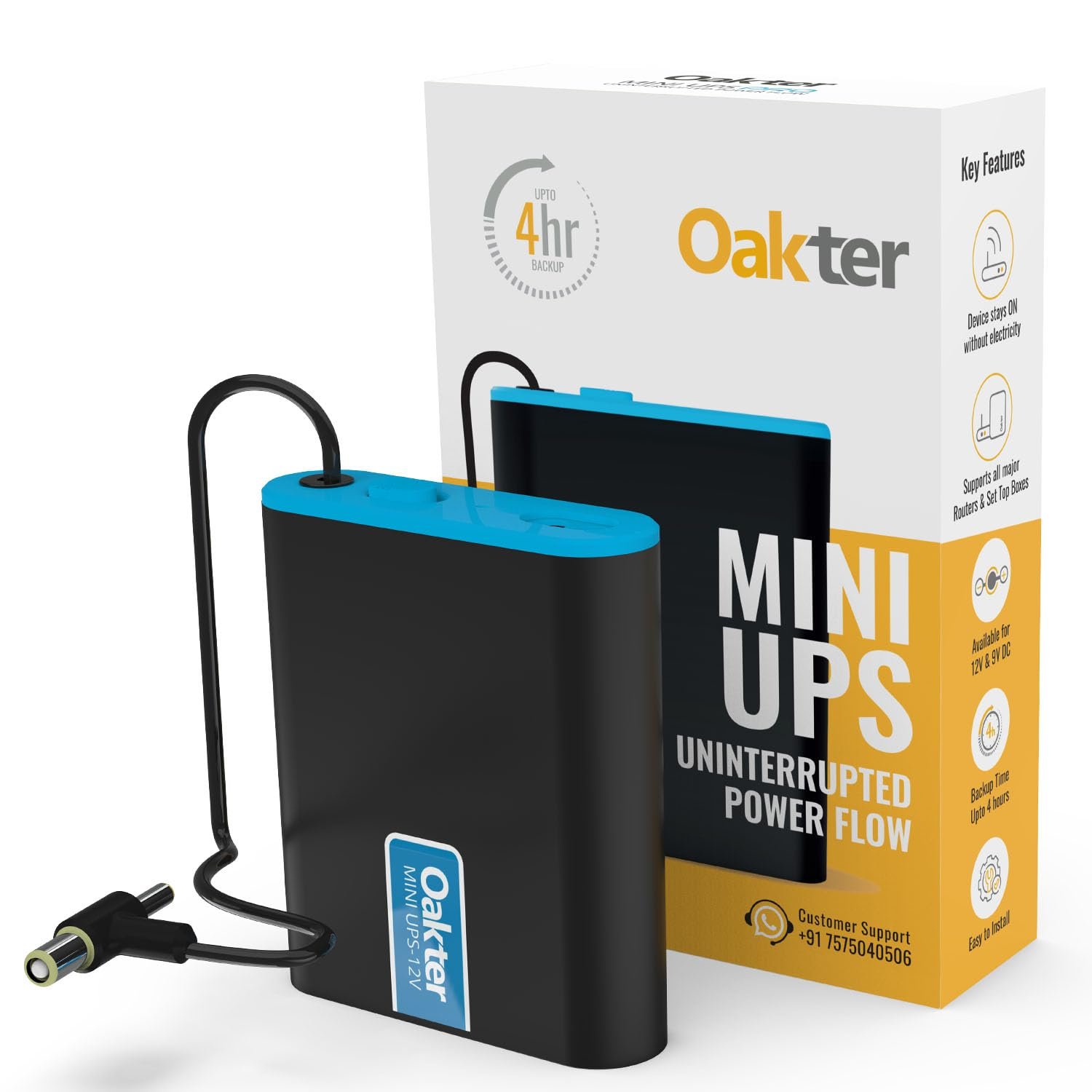 Oakter Mini UPS for 12V WiFi Router Broadband Modem | Backup Upto 4 Hours | WiFi UPS Power Backup During Power Cuts | UPS Broadband Modem | Current Surge & Deep Discharge Protection