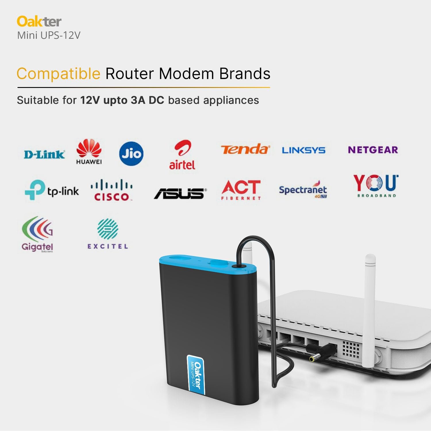 Oakter Mini UPS for 12V WiFi Router Broadband Modem | Backup Upto 4 Hours | WiFi UPS Power Backup During Power Cuts | UPS Broadband Modem | Current Surge & Deep Discharge Protection - Image 6