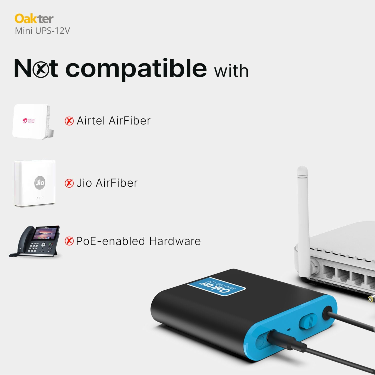 Oakter Mini UPS for 12V WiFi Router Broadband Modem | Backup Upto 4 Hours | WiFi UPS Power Backup During Power Cuts | UPS Broadband Modem | Current Surge & Deep Discharge Protection - Image 5