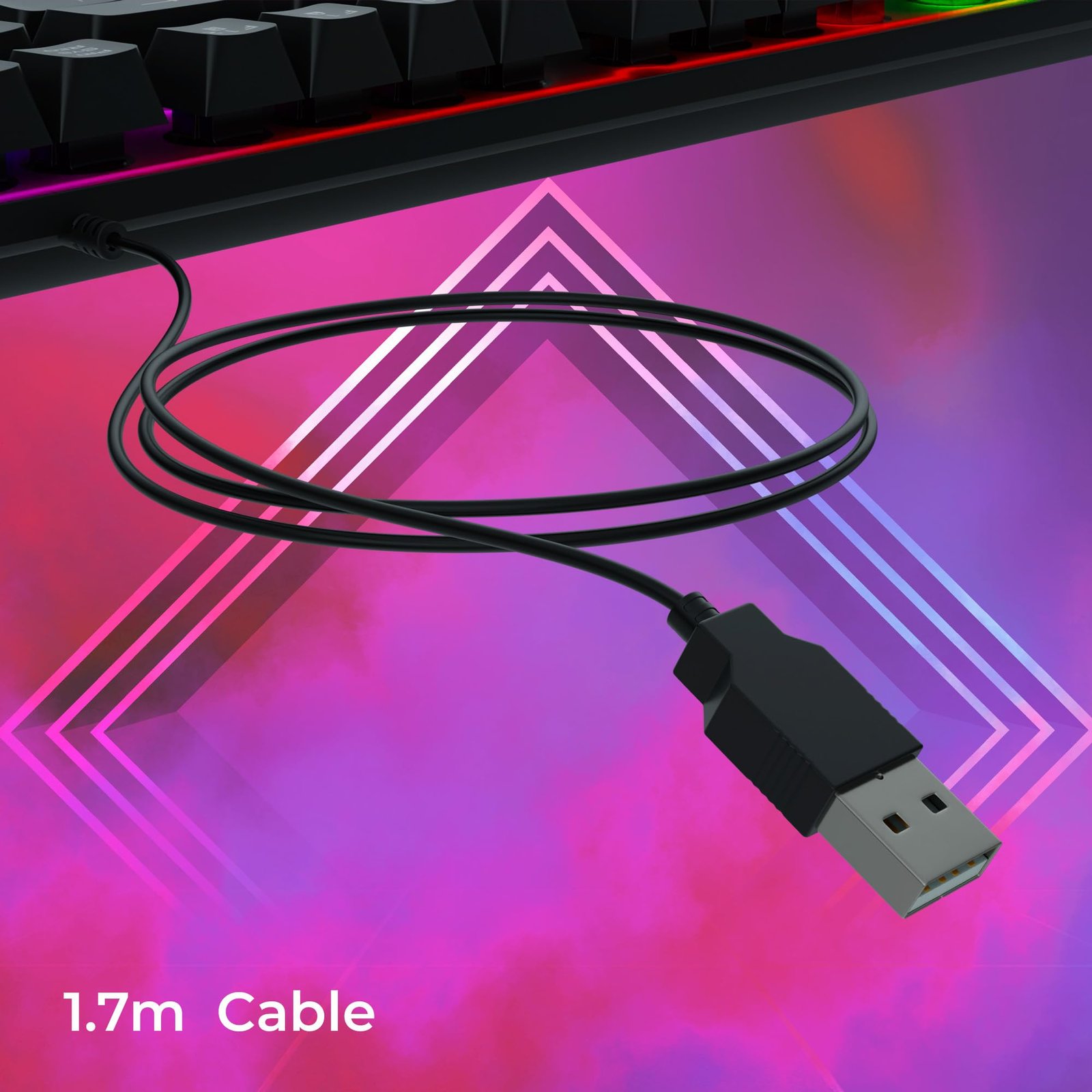 Zebronics Transformer K1 Premium Gaming Keyboard with 104 Keys, 1.7m Cable, Laser Keycaps, Multi Color LED Modes, Integrated Multimedia Keys, All Keys Enable/Disable Function - Image 4