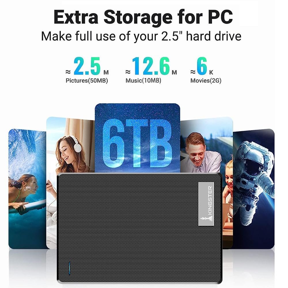 KINGSTER® 500GB Ultra Slim External Hard Drive | Portable HDD | USB 3.0 High-Speed 5Gbps | Plug & Play | Backup Drive for Laptop, PC, Mac | Lightweight & Durable – Black - Image 6