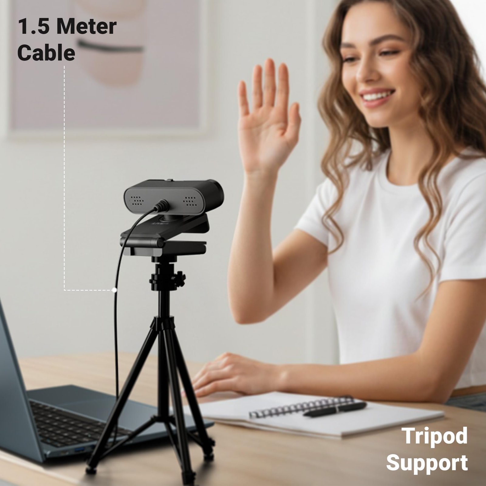 Zebronics FHD USB Webcam, 30FPS, 2P2G Lens, 2.0MP CMOS Sensor, Auto-White Balance, Auto-Exposure, Privacy Shutter, Built-in Mic, for Teams, FaceTime, PC/Laptop (Live Pro) - Image 6