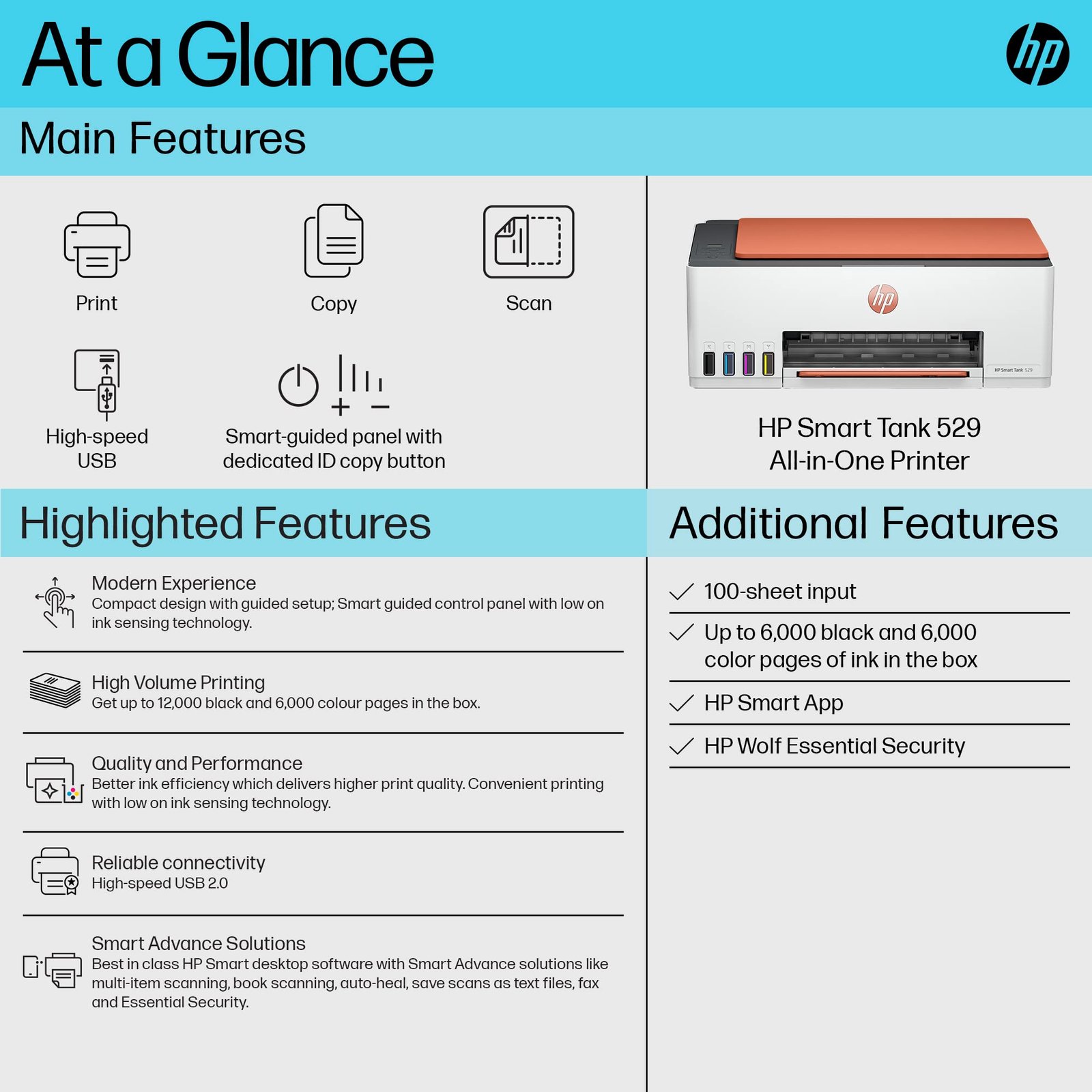 HP Smart Tank 529 All-in-One Colour Printer |Up to 4000 Black & 6000 Colour Prints I Print,Scan & Copy for Home/Office - Image 2