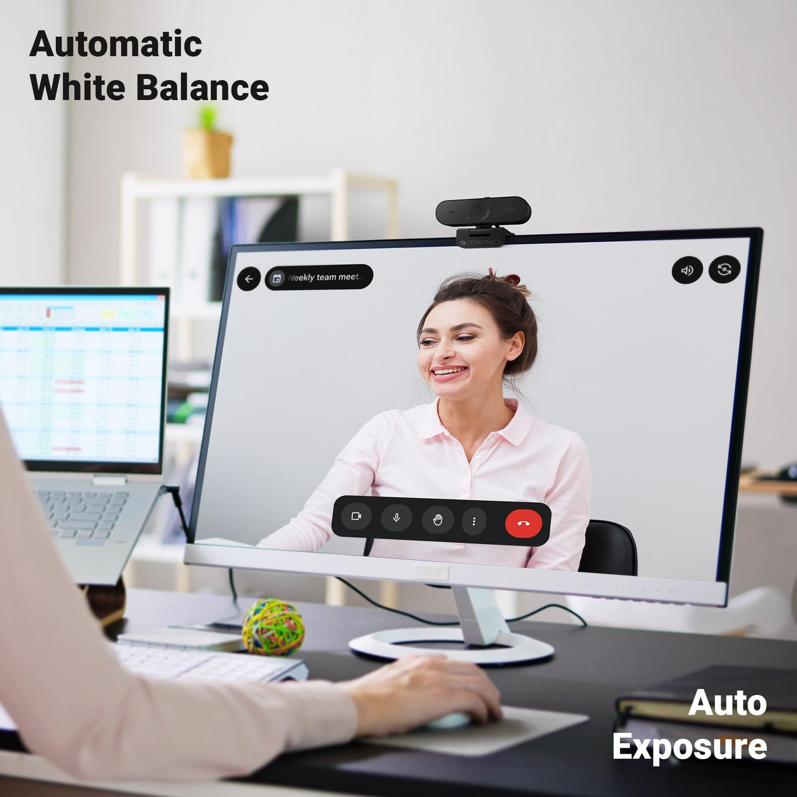 Zebronics FHD USB Webcam, 30FPS, 2P2G Lens, 2.0MP CMOS Sensor, Auto-White Balance, Auto-Exposure, Privacy Shutter, Built-in Mic, for Teams, FaceTime, PC/Laptop (Live Pro) - Image 10