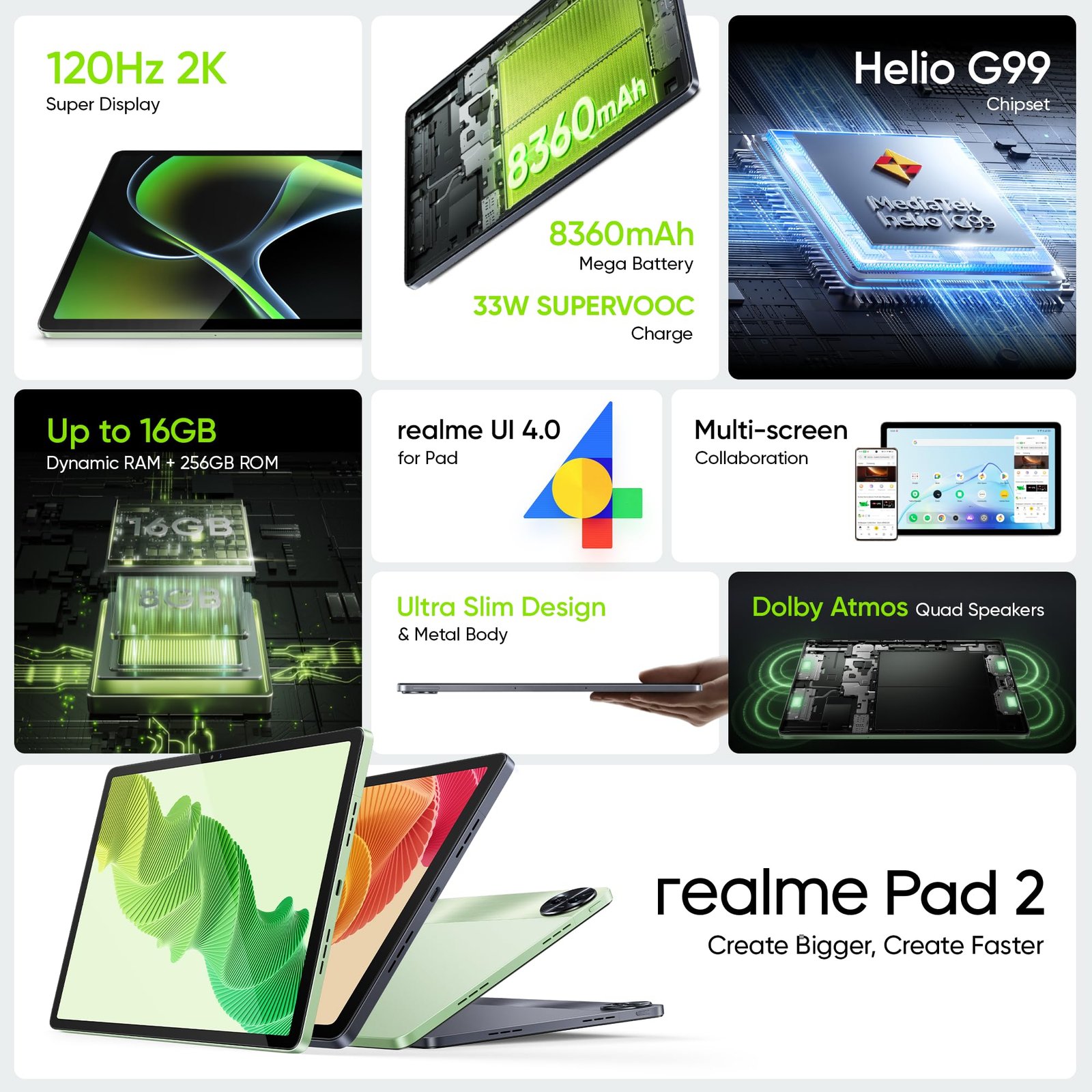 realme Pad 2 LTE 8 GB RAM 128 GB ROM 11.5 inch (Inspiration Green) - Image 9