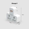 Stuffcool ChargeT 2 AC Universal Socket with Built in 20W GaN Charger, with Surge Protection for Type C Ports, Made in India, with 3 PIN Plug, Works with 6A Plugs, Without Blocking Adjacent Plugs