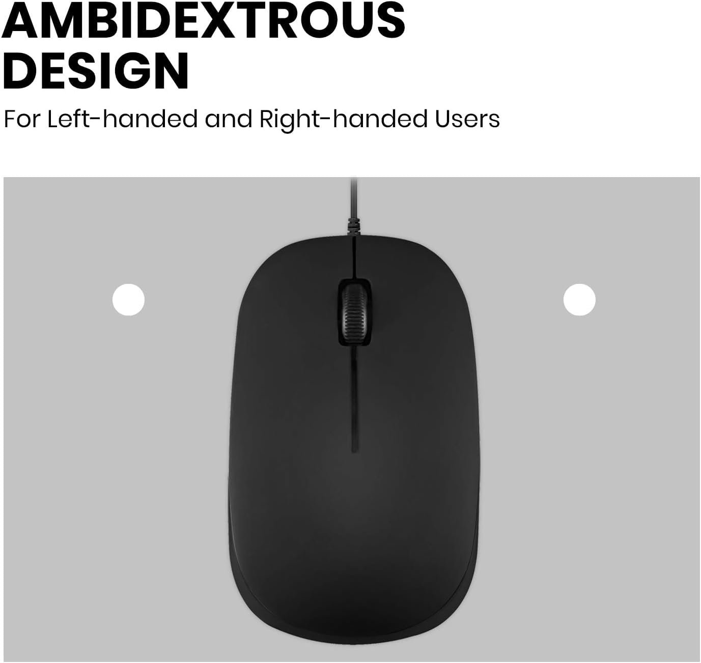 Perixx PERIMICE-201C USB-C Wired Optical Mouse – Ambidextrous 3-Button 1000 DPI Plug-&-Play Mouse with 6-Foot Cable for MacBook, Chromebook, Laptop & Tablet - Image 4