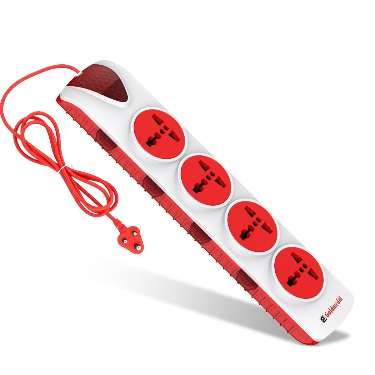 Goldmedal Plugged-in 4x4 Extension Board with Surge Protector | 4 Universal Sockets | 2-Meter Heavy Duty Extension Cord | Individual Switches with LED Indicators | Power Strip for Home & Office - Image 2