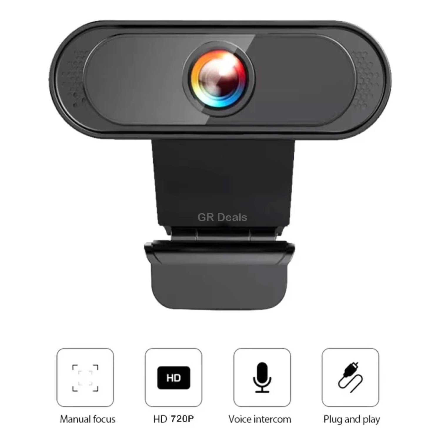 GR Deals Webcam HD 720P, Noise Isolated Microphone with Computer HD Streaming Web cam for Desktop & Laptop with mic with Wide Angle Lens & Large Sensor for Superior Low Light, Optical. (Black) - Image 5