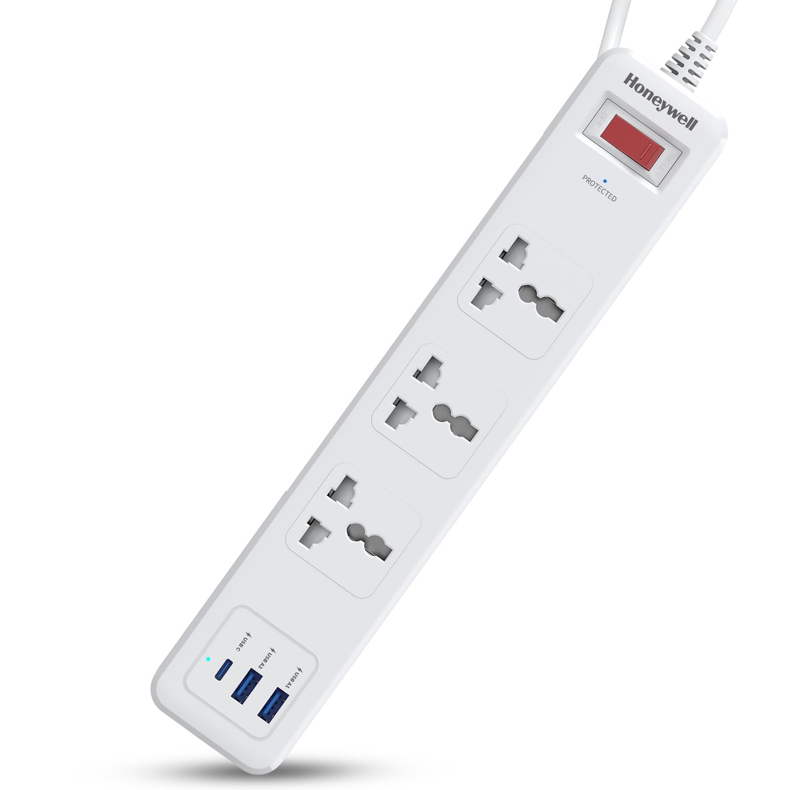 Honeywell 3 Out Surge Protector with Master Switch, Spike Guard/Extension Board, 3 Outlet, PD20W & 2xUSB, 13500Amp, 1.8 Meter Cord, DSW, Automatic Overload Protection, 3 Years Manufacturer Warranty - Image 2