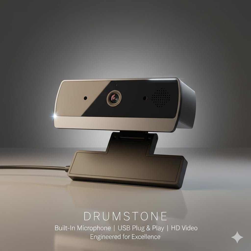 Drumstone HD Webcam with Built-in Microphone, USB Plug & Play Camera for Online Classes, Video Calling, Streaming, Office Meetings and Laptop/Desktop Compatibility - Image 3