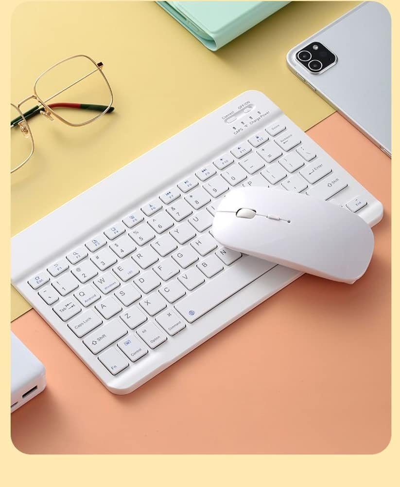 RODEX Bluetooth Wireless Keyboard&Mouse Combo,Ultra-Slim Ergonomic Small Rechargeable Bluetooth Keyboard Mouse Set for Apple iPad iPhone Samsung Tablet Phone Android PC Computer Mac Smartphone(White) - Image 3