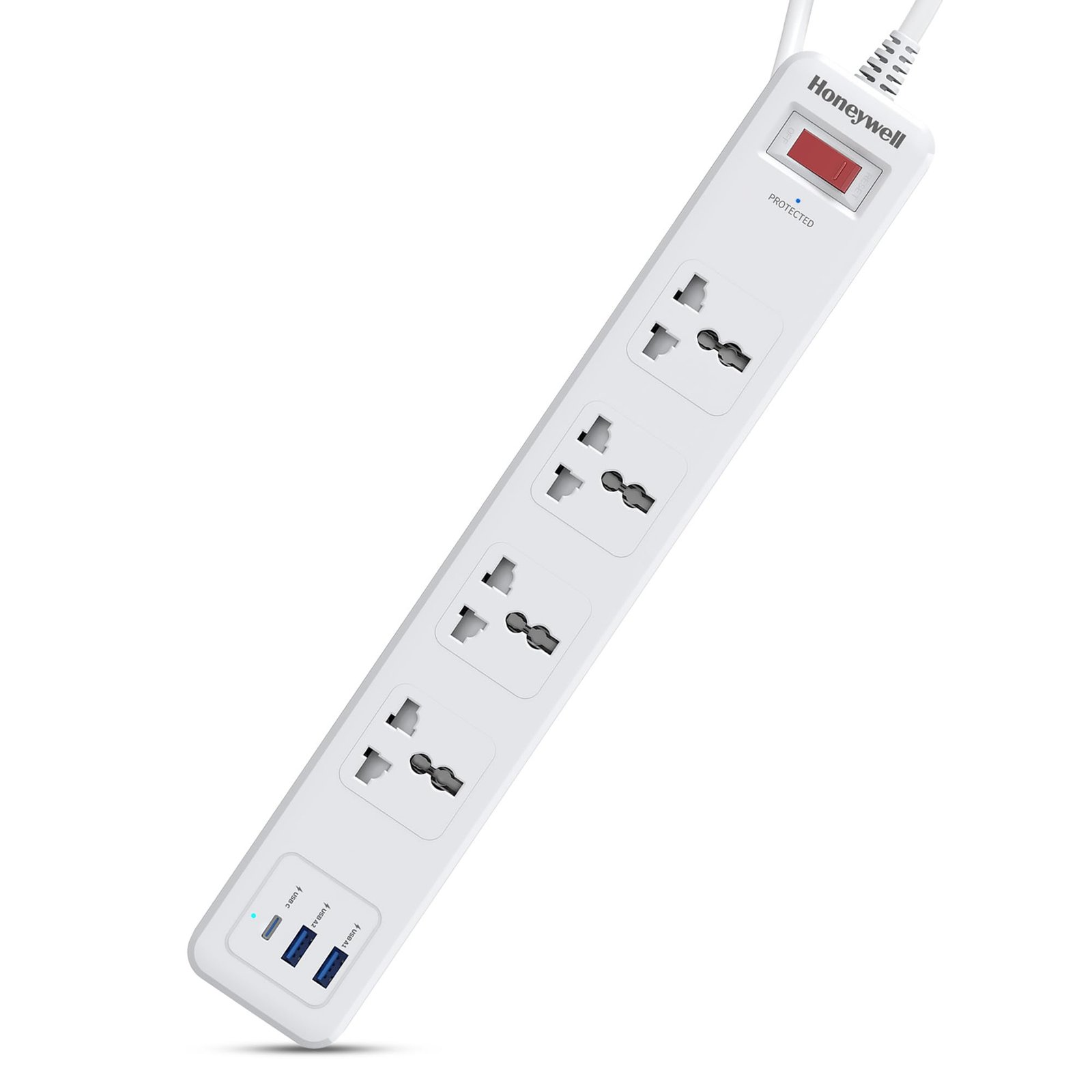 Honeywell 4 Out Surge Protector with Master Switch, Spike Guard/Extension Board, 4 Outlet, PD20W & 2xUSB, 13500Amp, 1.8 Meter Cord, DSW, Automatic Overload Protection, 3 Years Manufacturer Warranty - Image 2