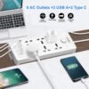 One Beat 10 in 1 Fast Charge Extension Board, 20W PD & Universal Fast Charging Ports with Surge Protector (6 Socket + 2 USB A + 2 USB Type C), 220 Volts, White