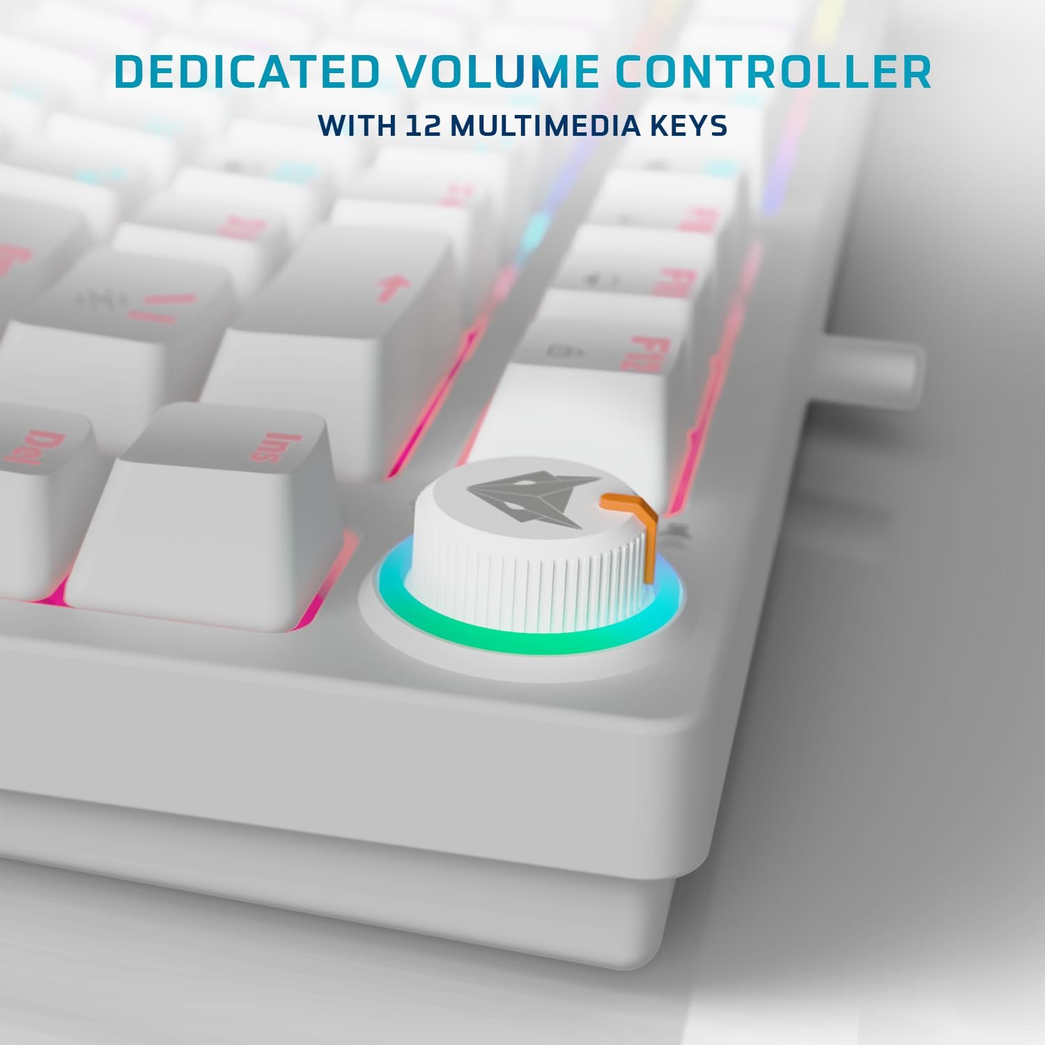 EvoFox Katana X2 TKL Mechanical Gaming Keyboard | 3โPin Replaceable Silent Red Switches, Dynamic Backlighting, All Keys AntiโGhosting, Volume Knob, Copilot, Xbox Gamebar, Screenshot & More (White) - Image 5