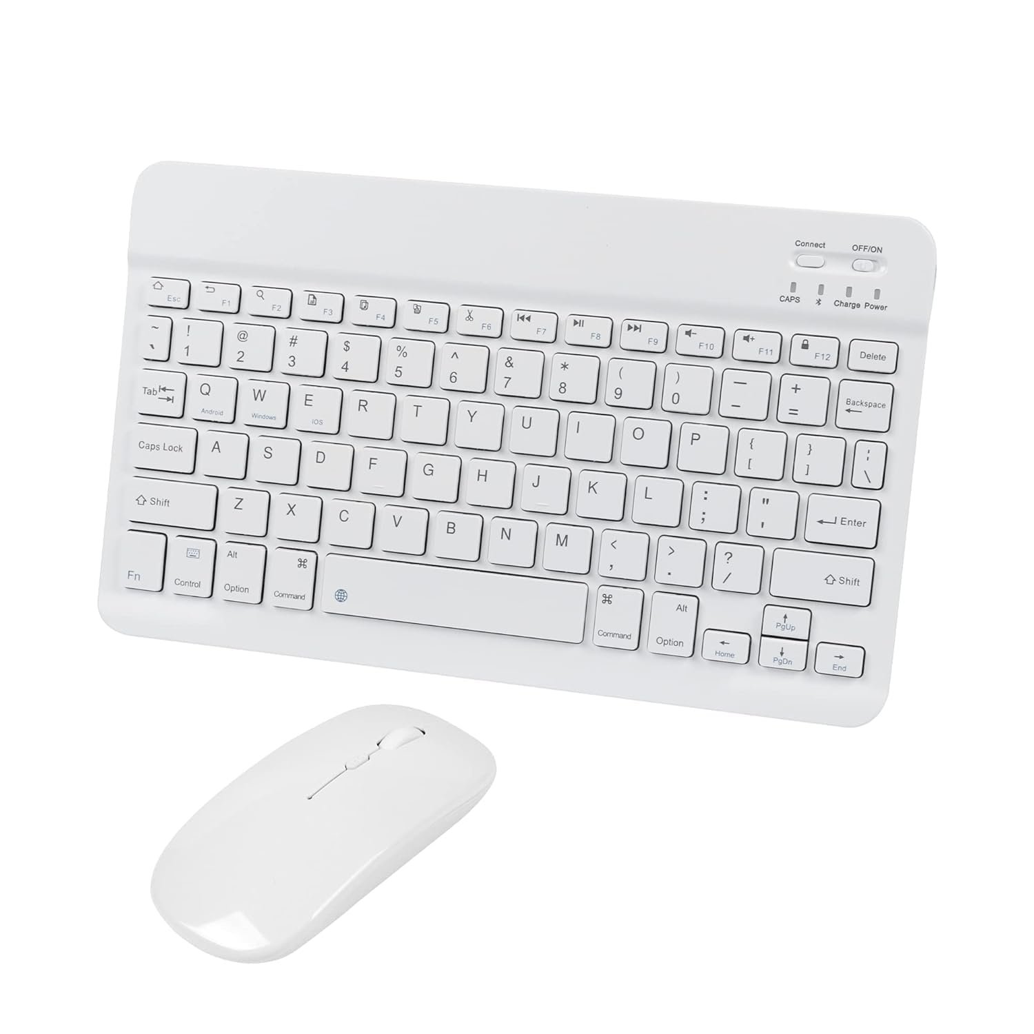 RODEX Bluetooth Wireless Keyboard&Mouse Combo,Ultra-Slim Ergonomic Small Rechargeable Bluetooth Keyboard Mouse Set for Apple iPad iPhone Samsung Tablet Phone Android PC Computer Mac Smartphone(White) - Image 2