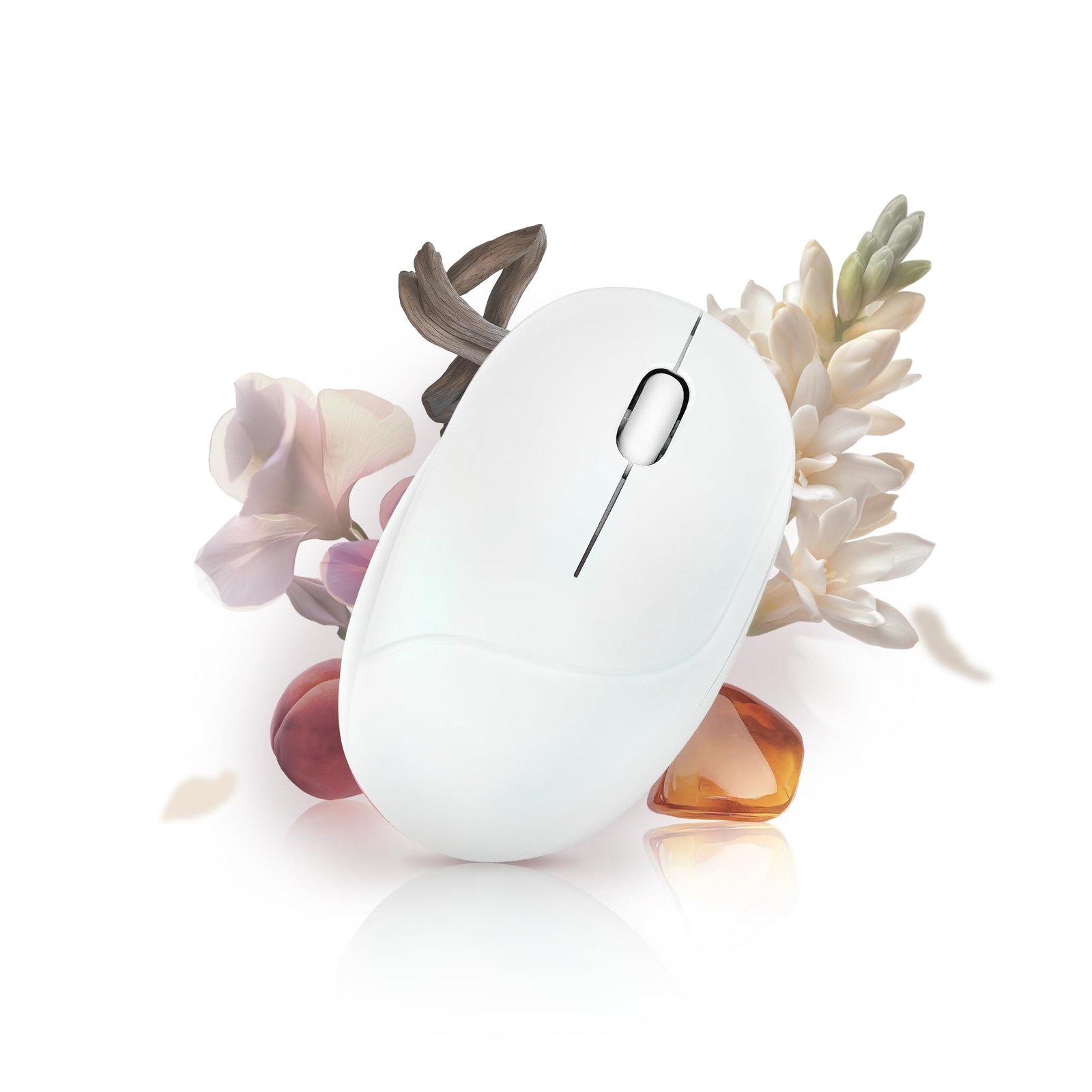 ASUS MD101 Fragrance Mouse, Dual-Mode connectivity, Adjustable DPI Upto 2400, PTFE Mouse feet, Refillable Fragrance Design, Silent Clicks, Upto 12-Months Battery*, Iridescent White, Lightweight 67.6g - Image 2