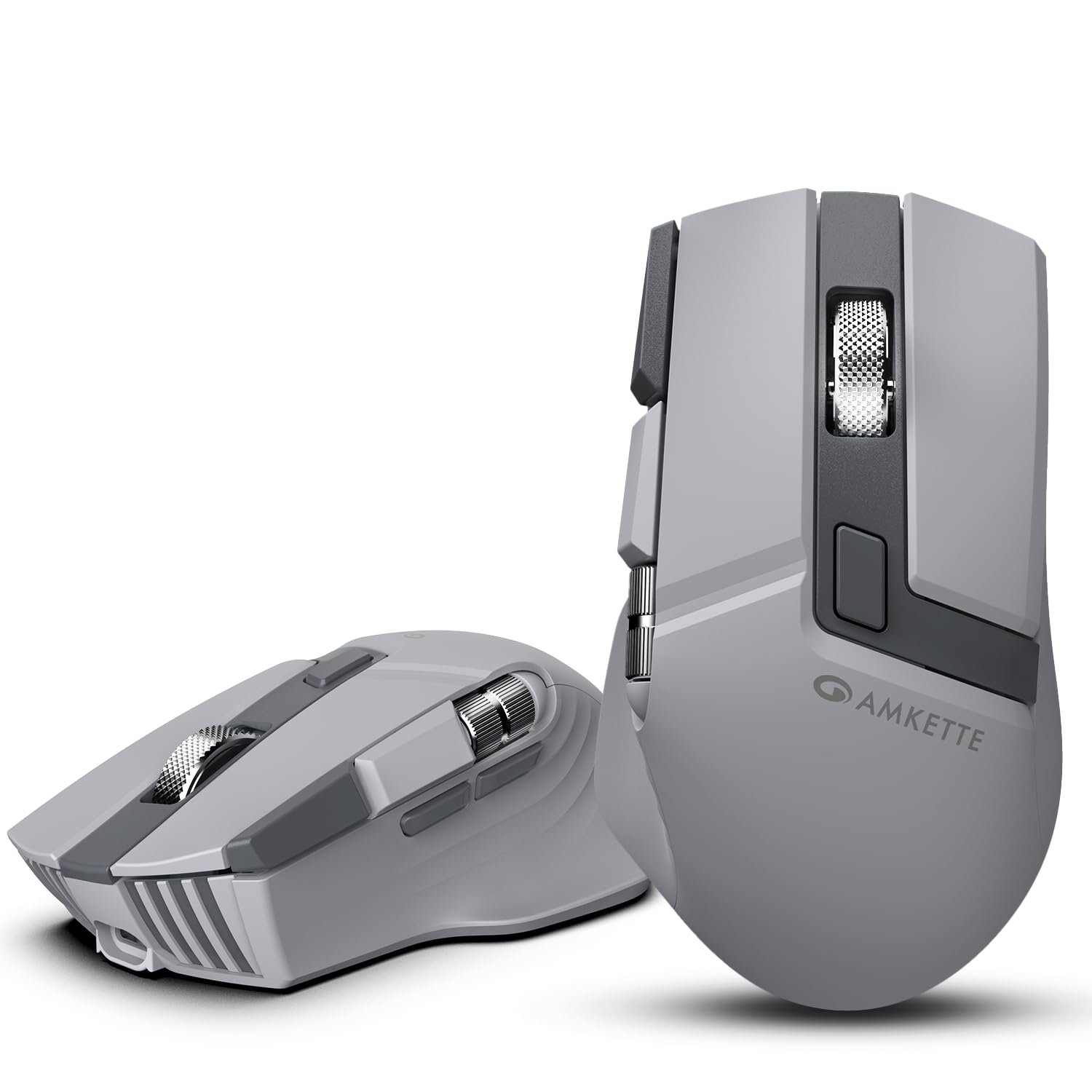 Amkette XS Series Flow S Ergonomic Wireless Mouse/Bluetooth Mouse with Side Scroll, 2.4G + 3×BT, 7 Buttons, Multi-OS, 3200 DPI Adjustable, 1000Hz Polling, 800mAh Rechargeable - Image 2