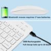 RODEX Bluetooth Wireless Keyboard&Mouse Combo,Ultra-Slim Ergonomic Small Rechargeable Bluetooth Keyboard Mouse Set for Apple iPad iPhone Samsung Tablet Phone Android PC Computer Mac Smartphone(White)