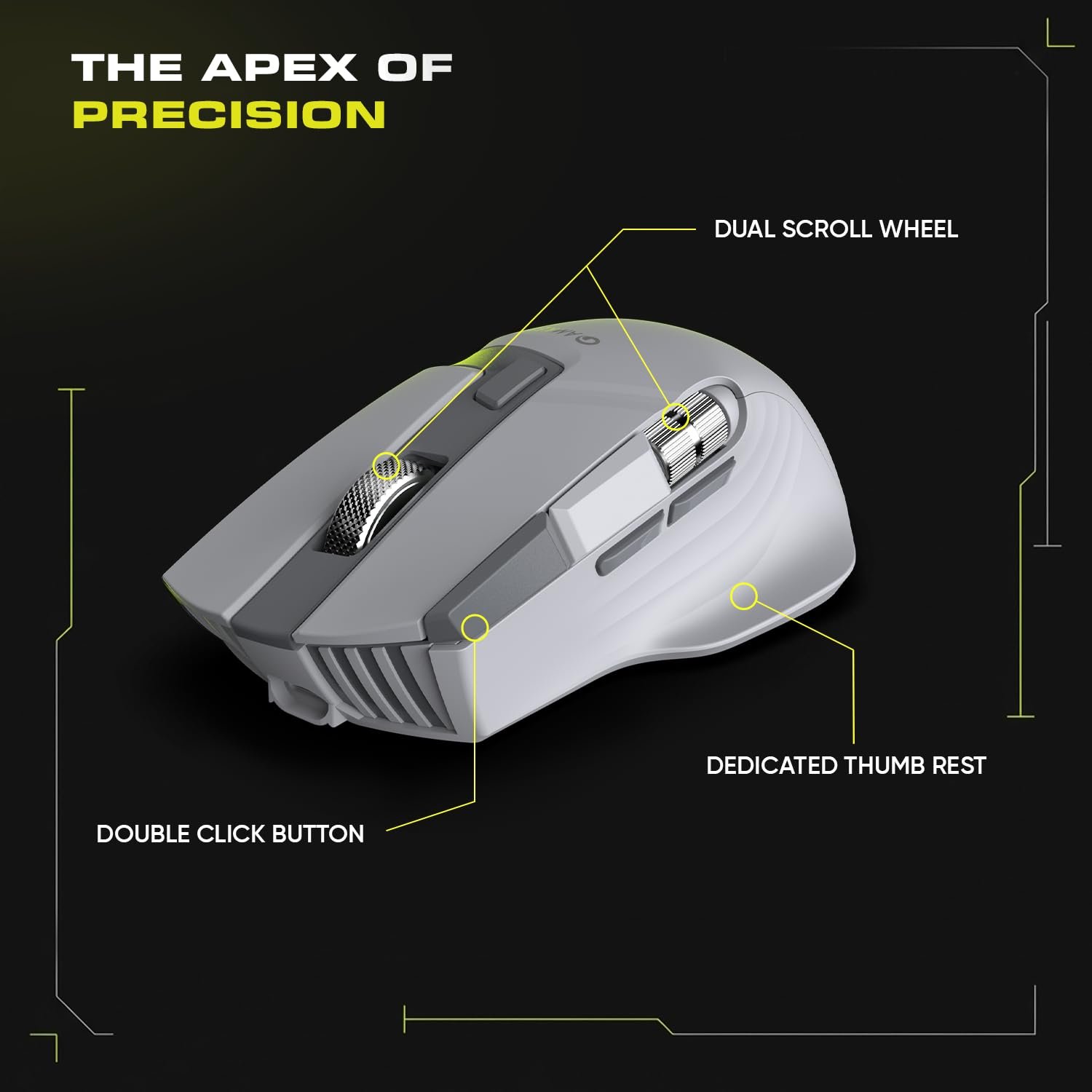 Amkette XS Series Flow S Ergonomic Wireless Mouse/Bluetooth Mouse with Side Scroll, 2.4G + 3×BT, 7 Buttons, Multi-OS, 3200 DPI Adjustable, 1000Hz Polling, 800mAh Rechargeable - Image 3