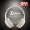 GM G+ Headphones, Over The Ear Headphones with Mic, BT 5.3, Pure Bass, 45ms Low Latency, Dual Pairing, 4 Play Modes (FM, Radio, SD Aux) 70H Playtime - White