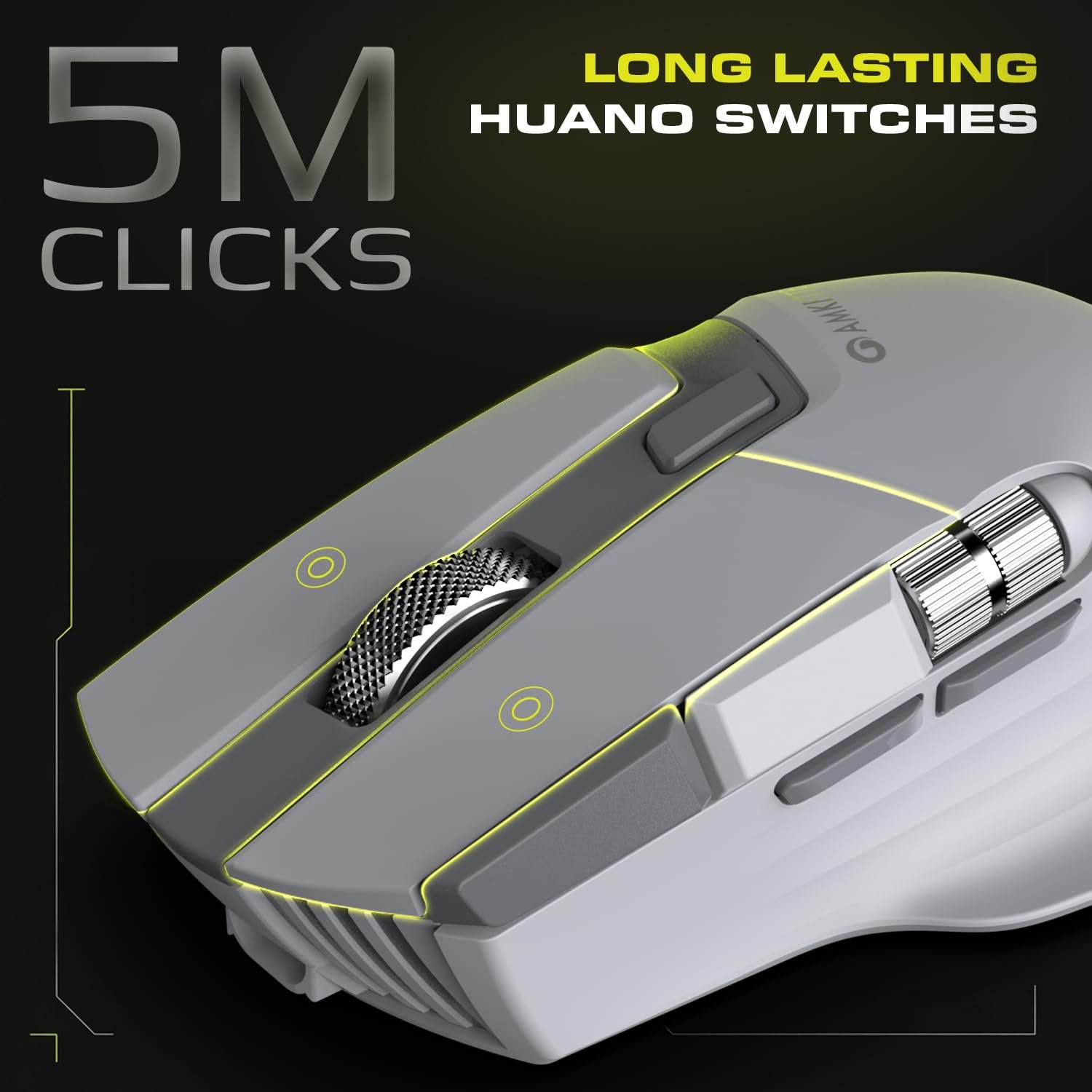 Amkette XS Series Flow S Ergonomic Wireless Mouse/Bluetooth Mouse with Side Scroll, 2.4G + 3×BT, 7 Buttons, Multi-OS, 3200 DPI Adjustable, 1000Hz Polling, 800mAh Rechargeable - Image 6
