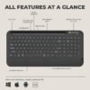 Amkette Optimus Pro Max Multi Device (4in1) Rechargeable Wireless Keyboard/Bluetooth Keyboard with Scissor Keys | One Click Device Switching and AI Access for MacOS, Windows, Android & iOS (Black)