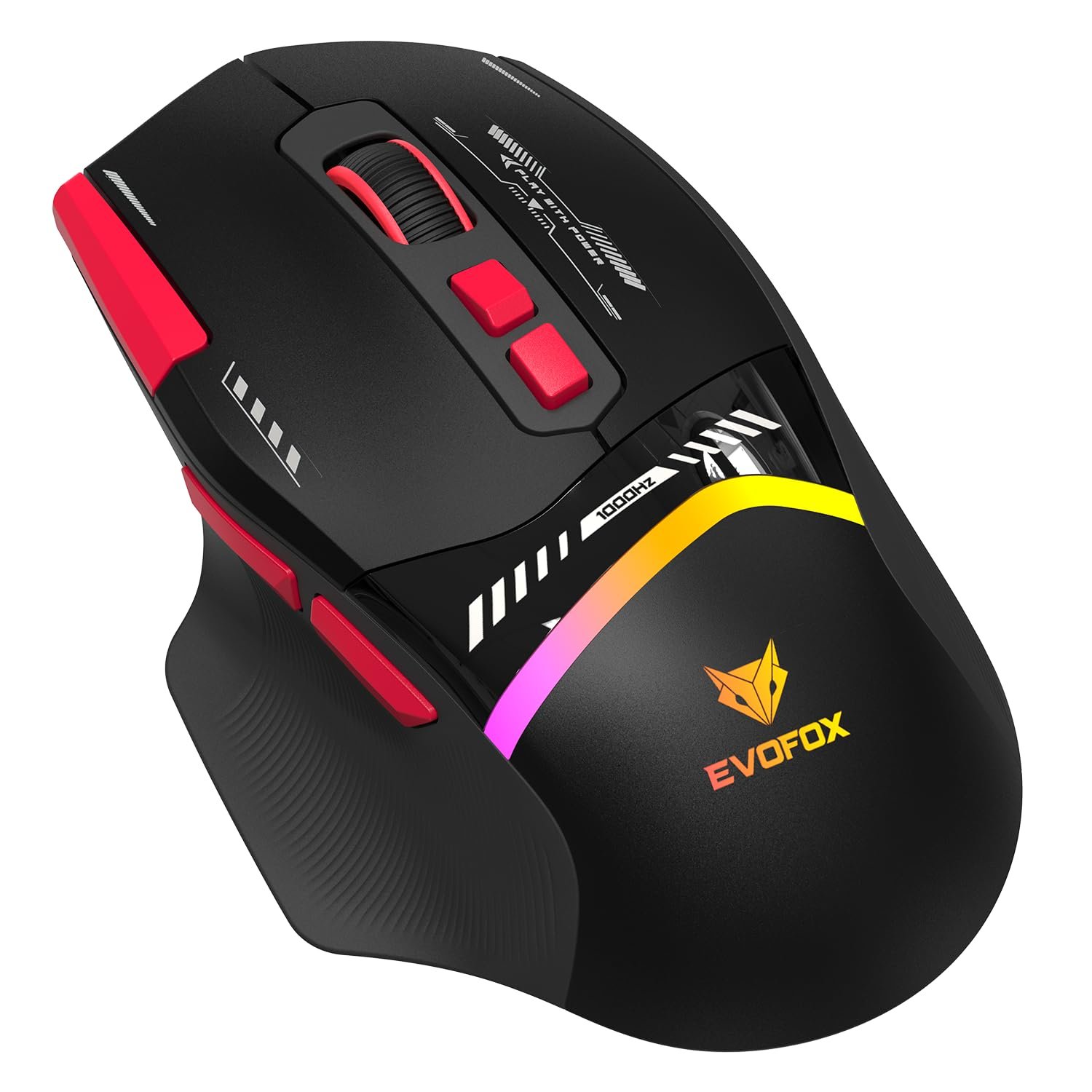 EvoFox Blaze 2 Wireless Gaming Mouse Tri-Mode Rechargeable, 12,800 DPI, 1000Hz Polling Rate, Ergonomic Design, RGB Lighting, 8 Programmable Buttons, Software Support - Image 2