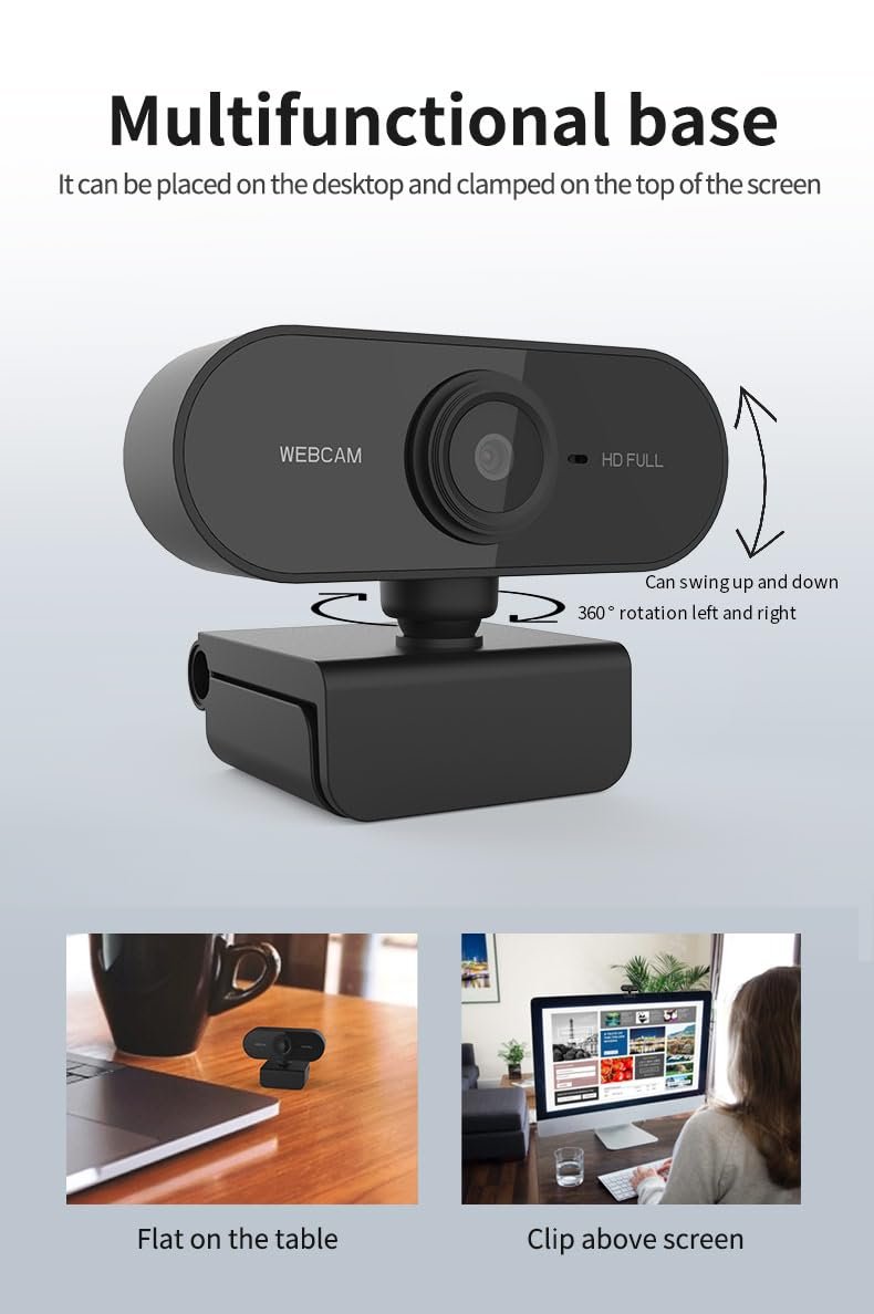 V88R 1080P Full HD Webcam with Microphone - Plug & Play, Noise Reduction, Rotatable for Video Conferencing, Online Teaching, Gaming Web Camera Compatible with PC, Laptop, Desktop - Image 6