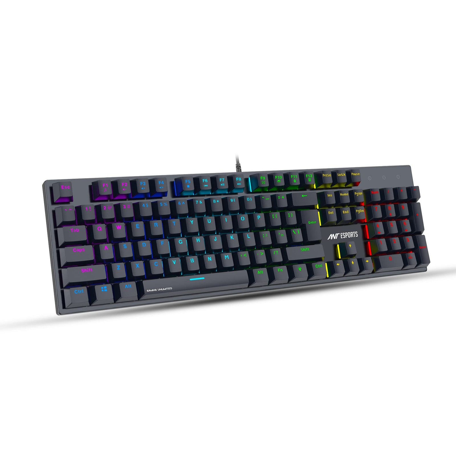 Ant Esports MK3400 V3 Pro Mechanical Gaming Keyboard RGB LED 104 Keys Blue Switch Anti Ghosting Full Size Wired USB PC Keyboard Removable Double Shot Keycaps Ergonomic for PC, Laptop and Mac (Black) - Image 5