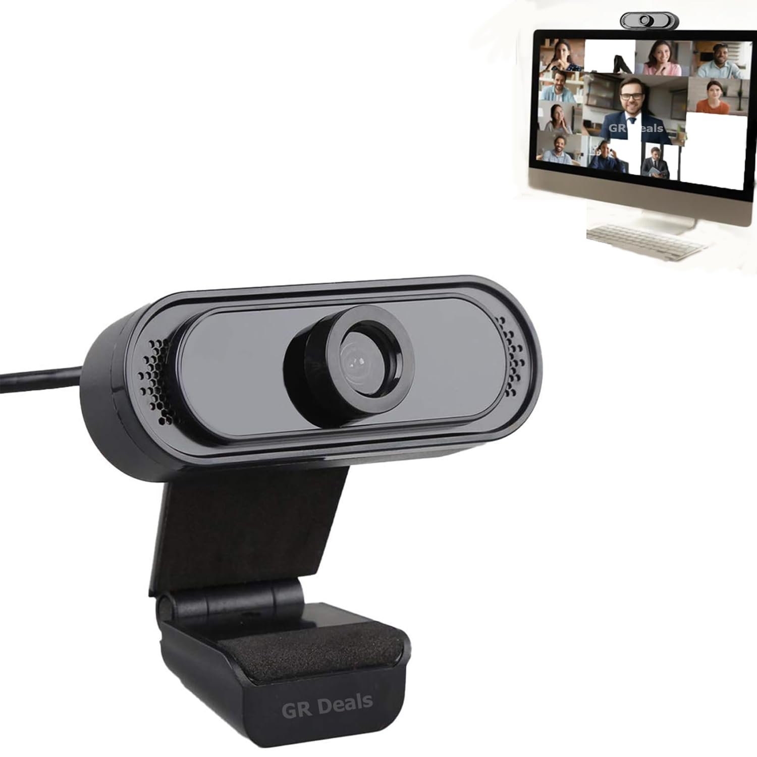 GR Deals 720P HD Webcam for PC Desktop & Laptop with Built-in Noise Isolating Microphone 720 HD Webcam with Built-in Microphone USB Connectivity (Black) - Image 2