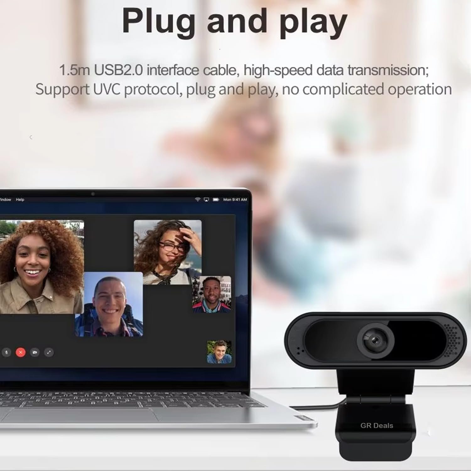 GR Deals Webcam HD 720P, Noise Isolated Microphone with Computer HD Streaming Web cam for Desktop & Laptop with mic with Wide Angle Lens & Large Sensor for Superior Low Light, Optical. (Black) - Image 7