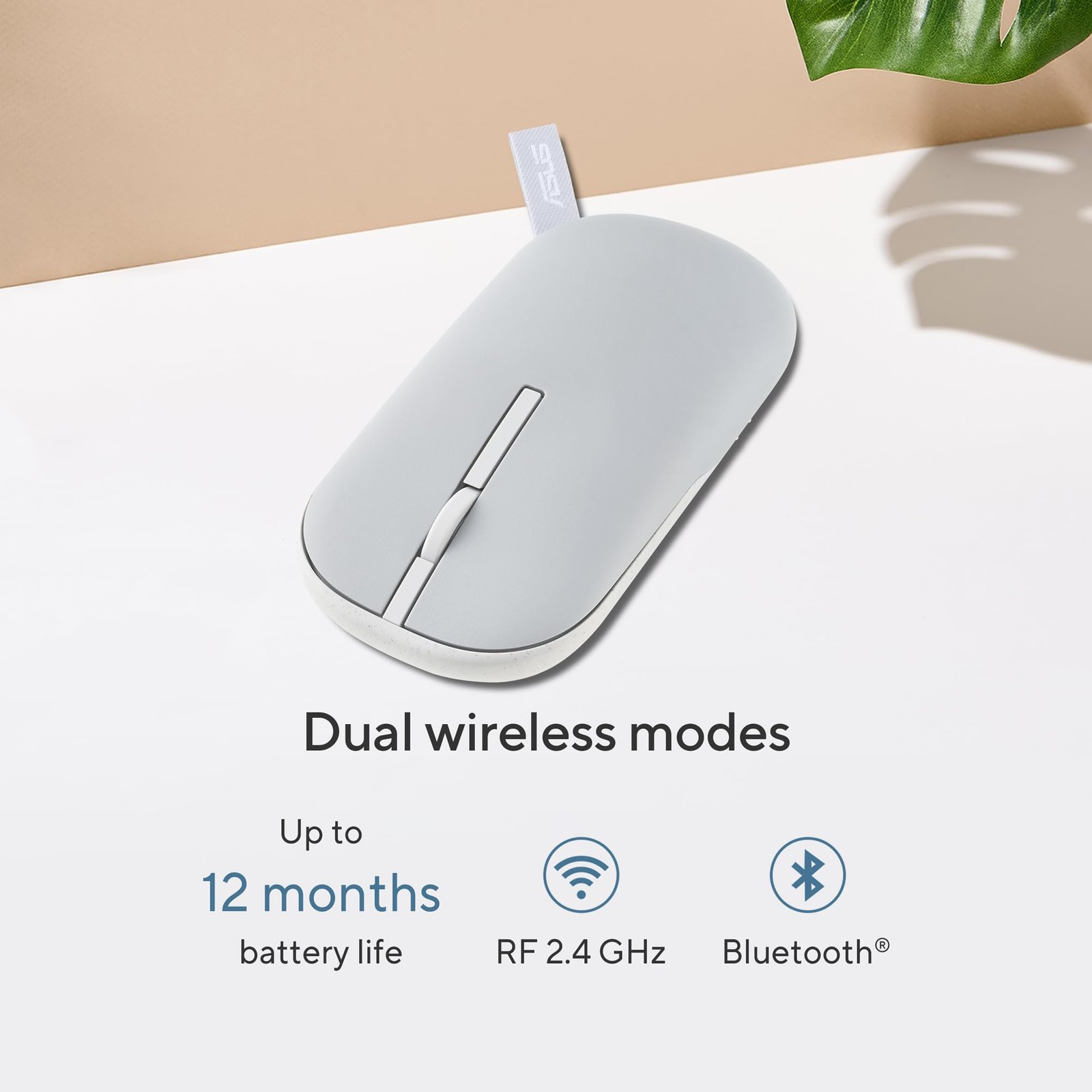 ASUS Marshmallow Md100 USB Mouse, Silent Button, Up to 1600 Dpi, Dual-Mode Connection, (Grey) - Image 4