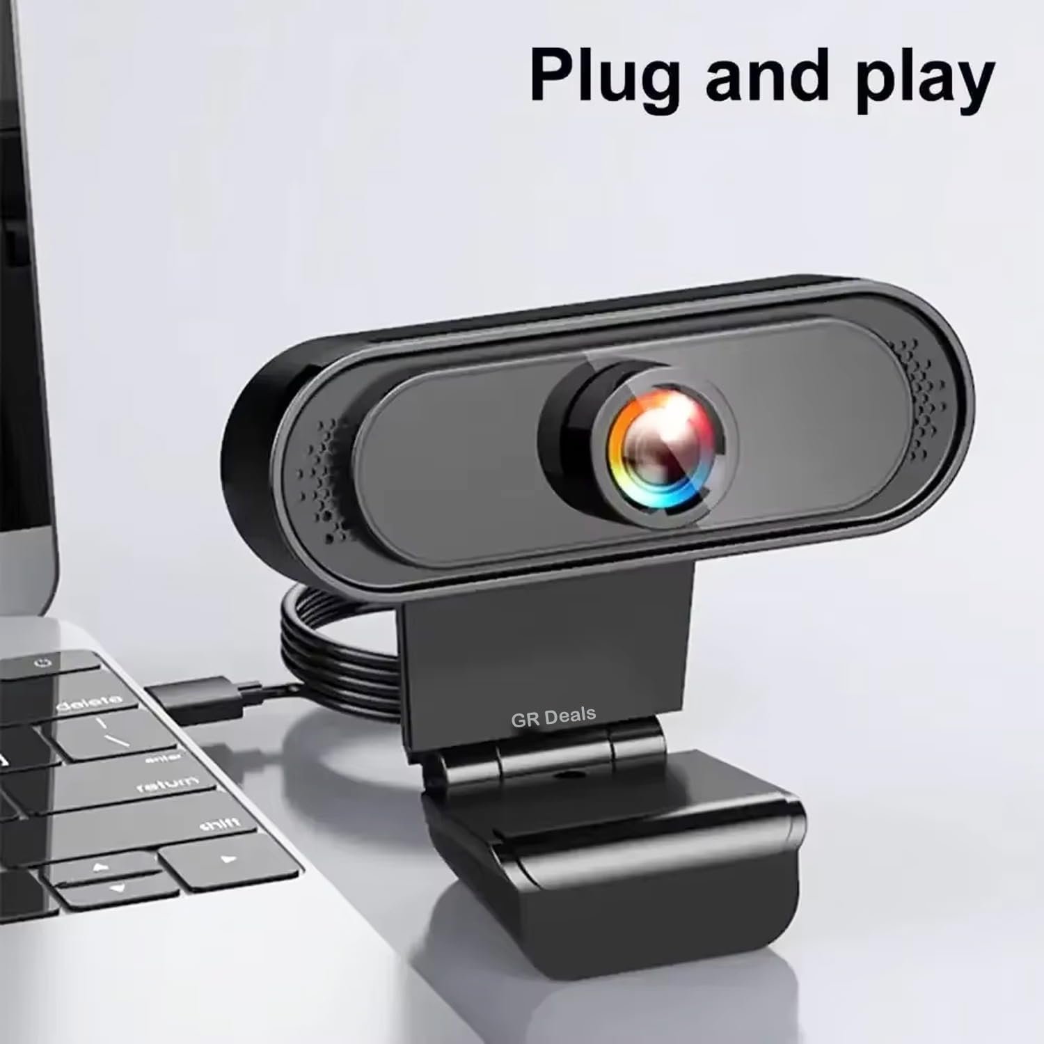 GR Deals 720P HD Webcam for PC Desktop & Laptop with Built-in Noise Isolating Microphone 720 HD Webcam with Built-in Microphone USB Connectivity (Black) - Image 4