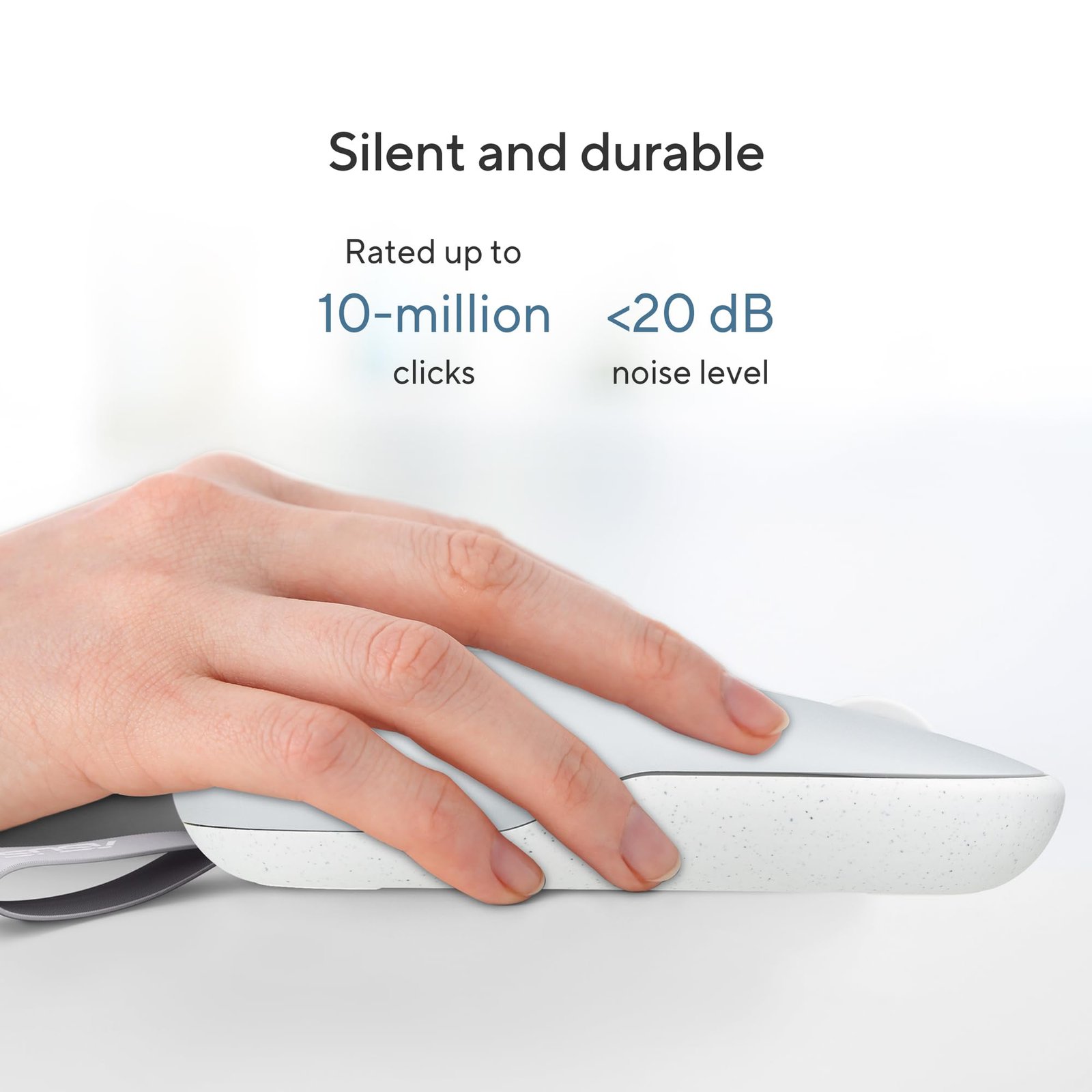 ASUS Marshmallow Md100 USB Mouse, Silent Button, Up to 1600 Dpi, Dual-Mode Connection, (Grey) - Image 5