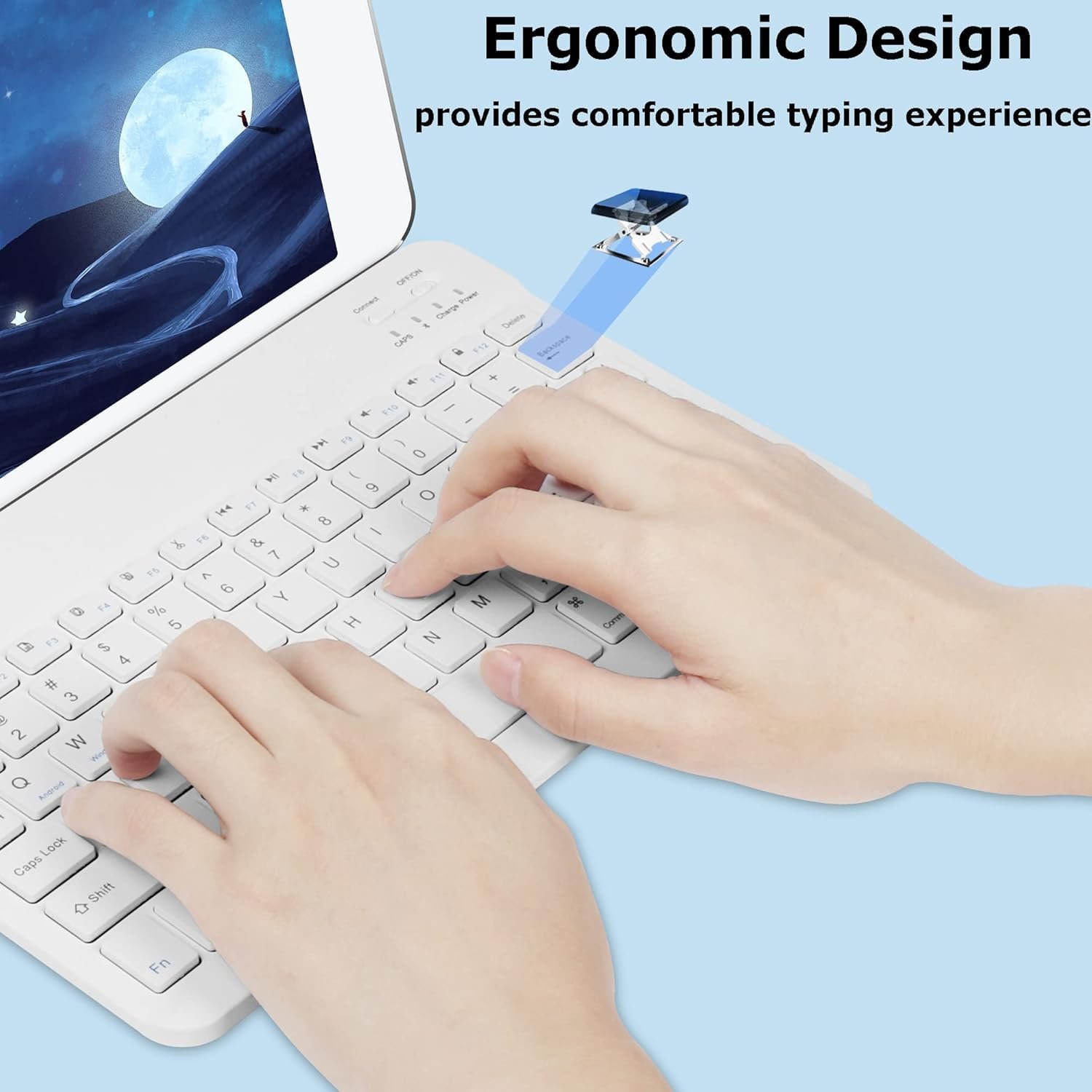 RODEX Bluetooth Wireless Keyboard&Mouse Combo,Ultra-Slim Ergonomic Small Rechargeable Bluetooth Keyboard Mouse Set for Apple iPad iPhone Samsung Tablet Phone Android PC Computer Mac Smartphone(White) - Image 6