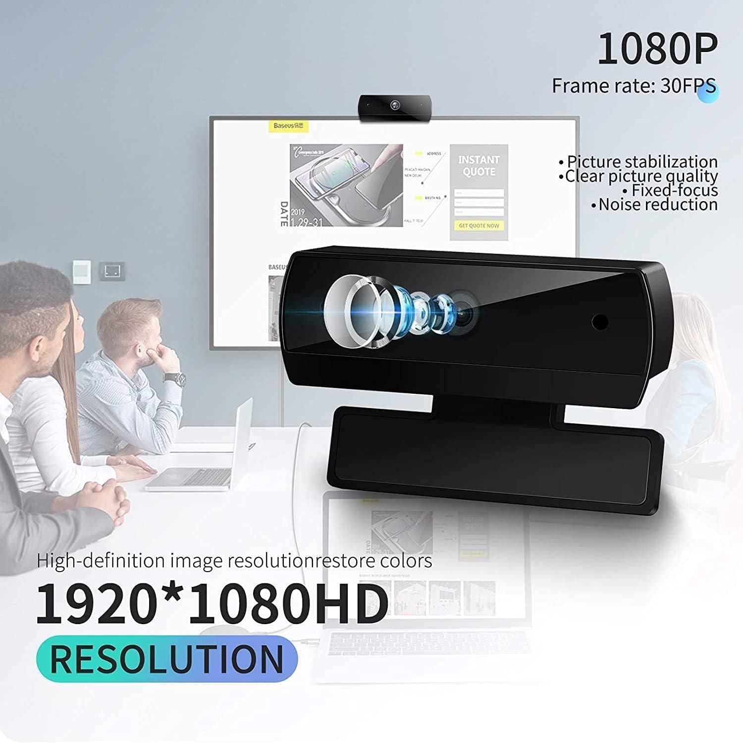 Lipzie Full HD 1080p USB Webcam with Built-in Microphone, Plug & Play Camera for Video Calls, Online Classes, Meetings & Streaming Use - Image 3