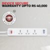 Honeywell 3 Out Surge Protector with Master Switch, Spike Guard/Extension Board, 3 Outlet, PD20W & 2xUSB, 13500Amp, 1.8 Meter Cord, DSW, Automatic Overload Protection, 3 Years Manufacturer Warranty