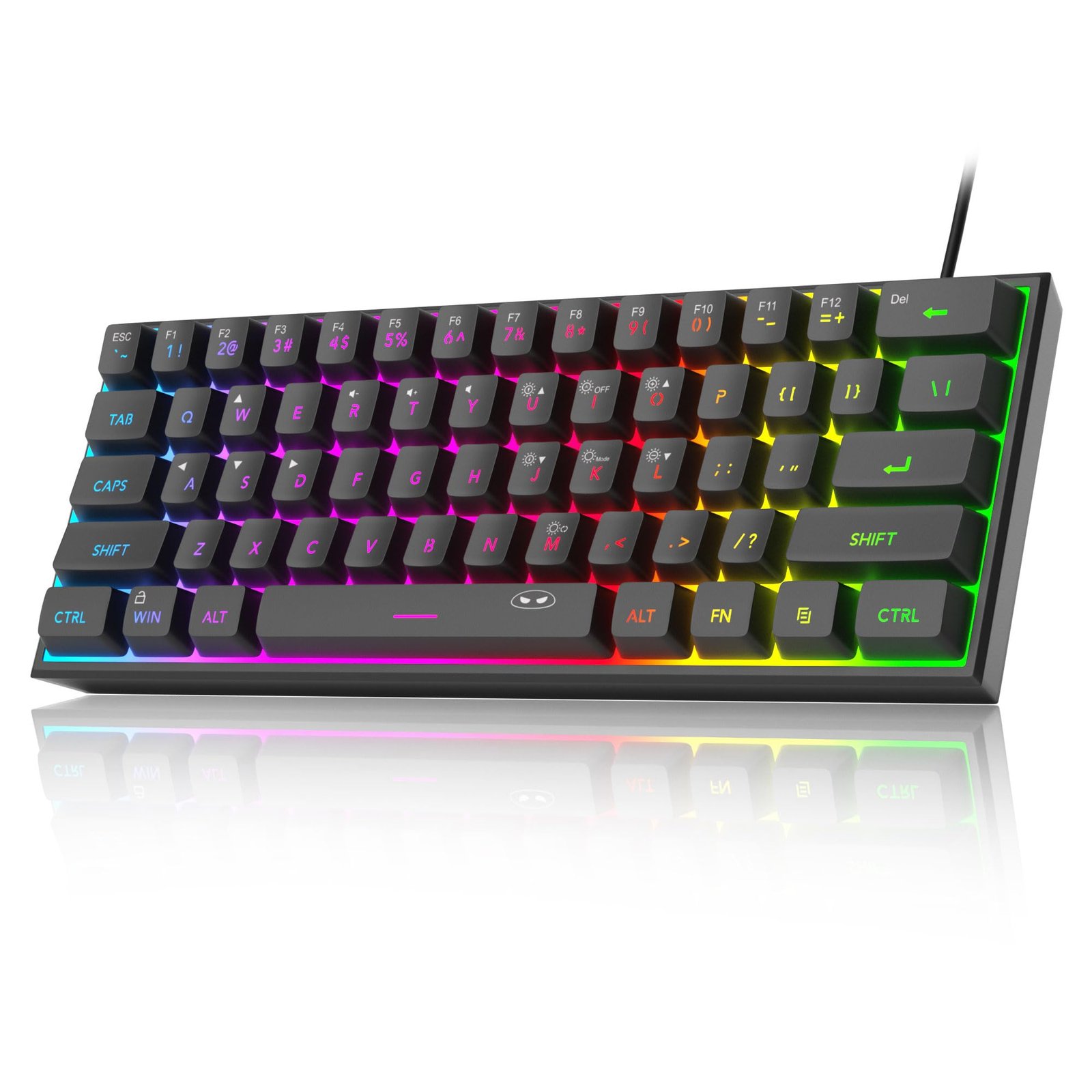 MageGee Mini 60% Gaming Keyboard, RGB Backlit 61 Key Ultra-Compact Keyboard, Ts91 Ergonomic Waterproof Mechanical Feeling Office Computer Keyboard for Pc, Mac, Ps4, Xbox One Gamer, Wired (Black) - Image 2