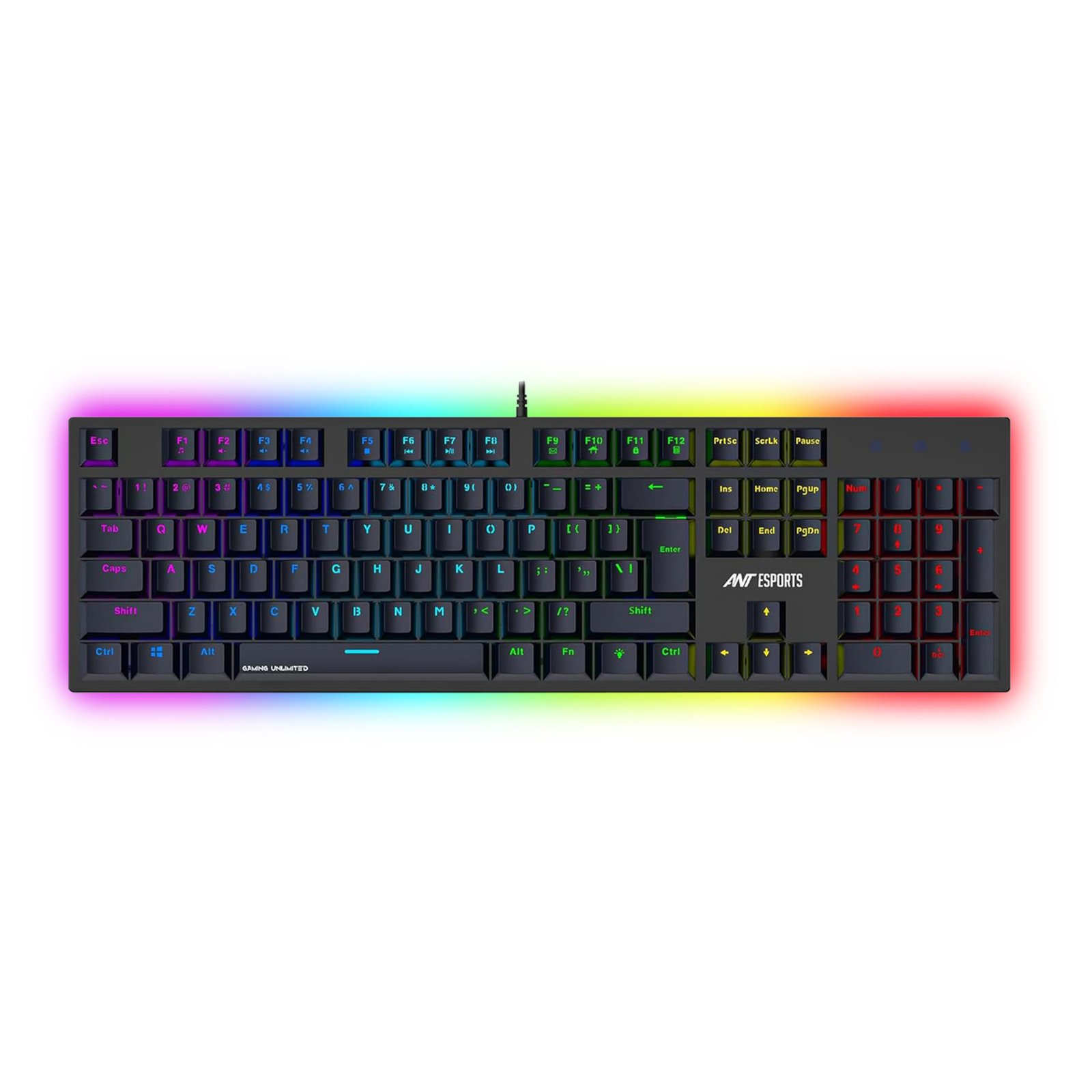 Ant Esports MK3400 V3 Pro Mechanical Gaming Keyboard RGB LED 104 Keys Blue Switch Anti Ghosting Full Size Wired USB PC Keyboard Removable Double Shot Keycaps Ergonomic for PC, Laptop and Mac (Black) - Image 2