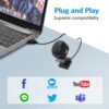 eMeet 1080P Webcam-USB Webcam With Microphone & Physical Privacy Cover,Noise-Canceling Mic,Auto Light Correction,C950 Ultra Compact FHD Web Cam W/ 70°View For Meeting/Online Classes/Zoom/Youtube,Black