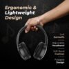pTron Studio Pro 65hrs Playtime Wireless Over Ear Headphones with Mic, 45ms Low-Latency Gaming, Deep Bass, BT5.3 Quick Connect, Dual Device Pairing, Voice Assistant & Type-C Fast Charging (Black)