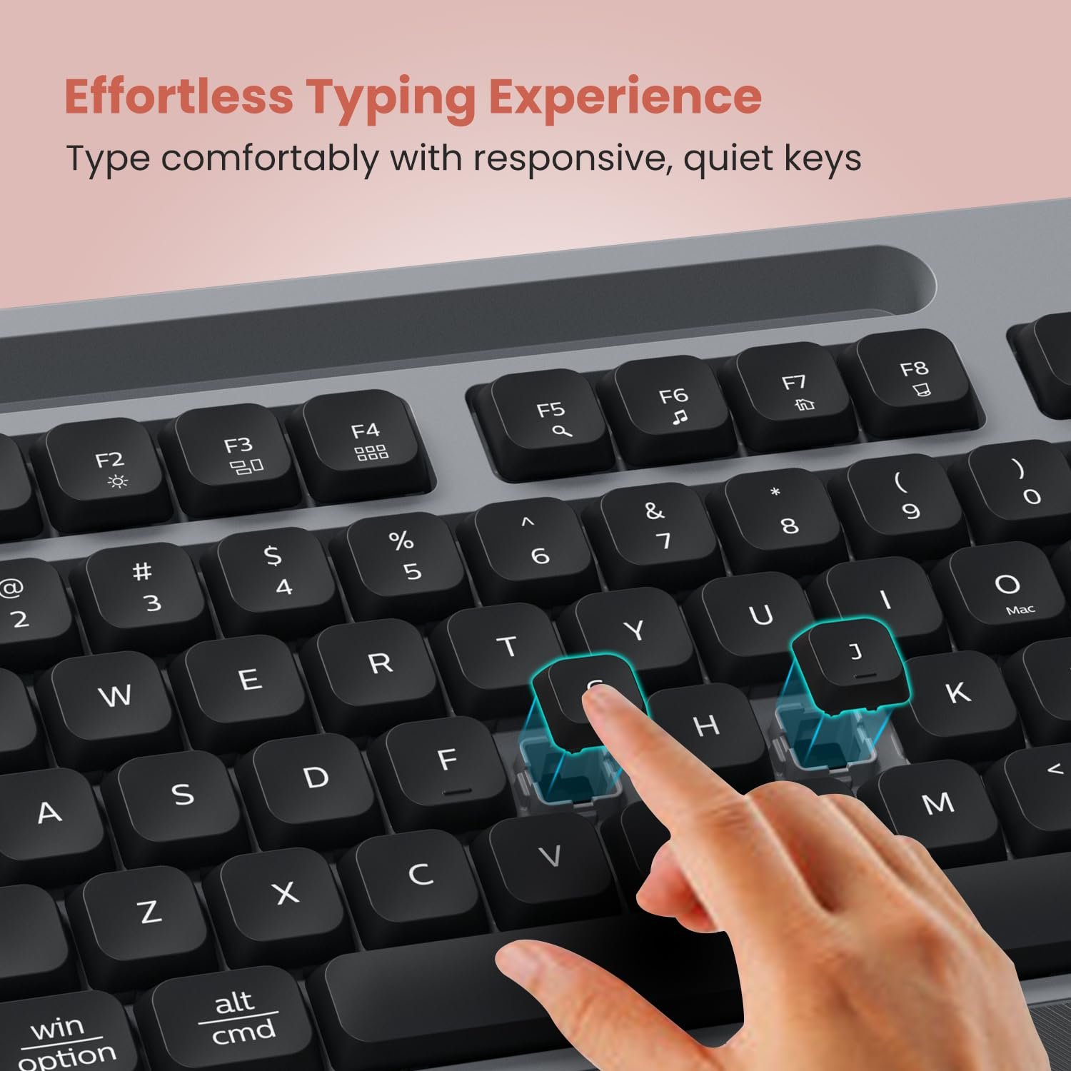 Portronics Key10 Combo Wireless Keyboard and Mouse Set with Wrist Rest, Multimedia Hotkeys, USB Receiver, Adjustable DPI, AI Assistance, Long Key Life & Click Life for PC & Laptop (Grey) - Image 8