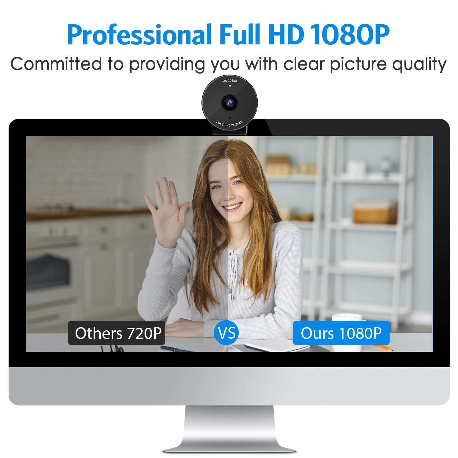 eMeet 1080P Webcam-USB Webcam With Microphone & Physical Privacy Cover,Noise-Canceling Mic,Auto Light Correction,C950 Ultra Compact FHD Web Cam W/ 70°View For Meeting/Online Classes/Zoom/Youtube,Black - Image 4