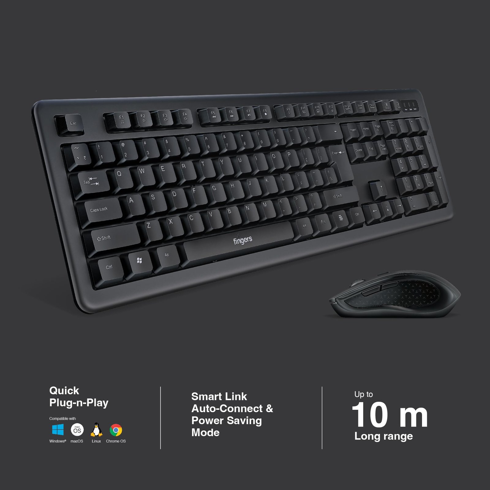 Duo-Recharge Wireless Deskset (Mouse + Keyboard) Combo (Rechargeable Batteries with 25-Day worktime, 2.4 GHz Technology with USB Nano Receiver, Windows, macOS, Linux & Chrome OS Compatible) - Image 8